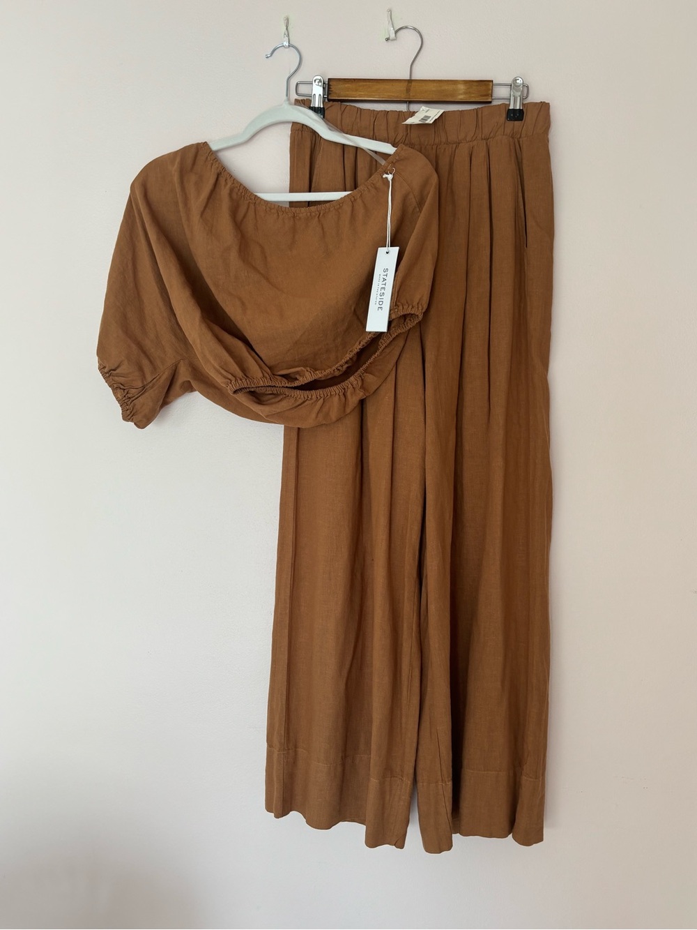 Stateside Two-Piece Wide-Leg Pants & Crop Top - Chestnut Brown